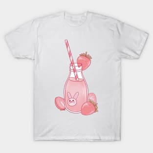 Strawberry milk with a straw T-Shirt